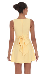 Back Bow A-Line Dress in Yellow