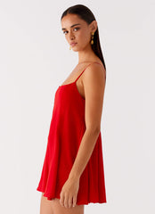Godets Hem Mini Dress - Red