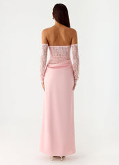 Kaina Off Shoulder Maxi Dress - Pink