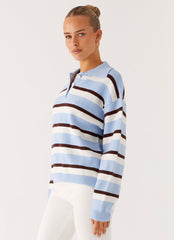Liana Striped Polo - Blue Stripe