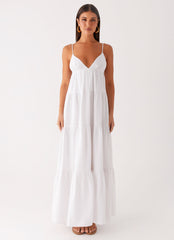 Lotty Linen Maxi Dress - White