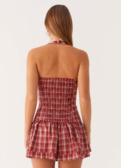 Lotus Dream Mini Dress - Ruby Check