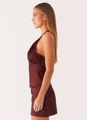 Mabel Halter Top - Chocolate
