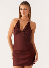 Mabel Halter Top - Chocolate