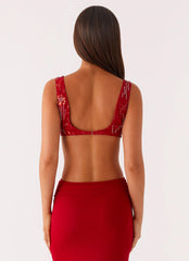 Mercer Sequin Bralette - Red