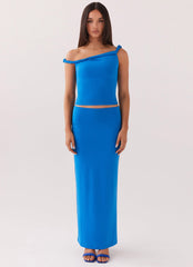 Solace Soul Twist Shoulder Top - Cobalt