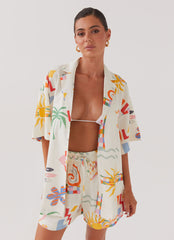 Tallulah Linen Shorts - Summer Palm