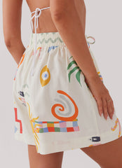 Tallulah Linen Shorts - Summer Palm