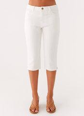 Rocco Denim Capri Pants - Off White