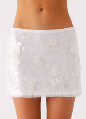 Salihah Sequin Shell Mini Skirt - White