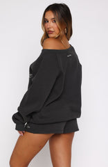 Lucky Thirteen Elsa Off Shoulder Sweater Charcoal