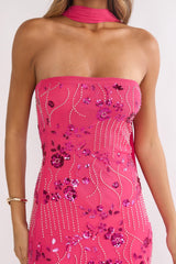 Jeremia Strapless Maxi Dress Sequin Plum