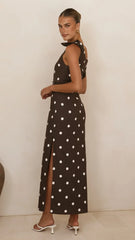 Simone Maxi Dress - Brown Polka Dot