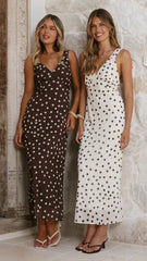 Cassara Maxi Dress - White / Black Polka Dot