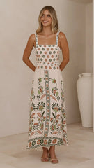 Michaela Maxi Dress - Green Floral